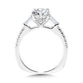 Oval-Cut Baguette Accented & Hidden Halo Diamond Engagement Ring